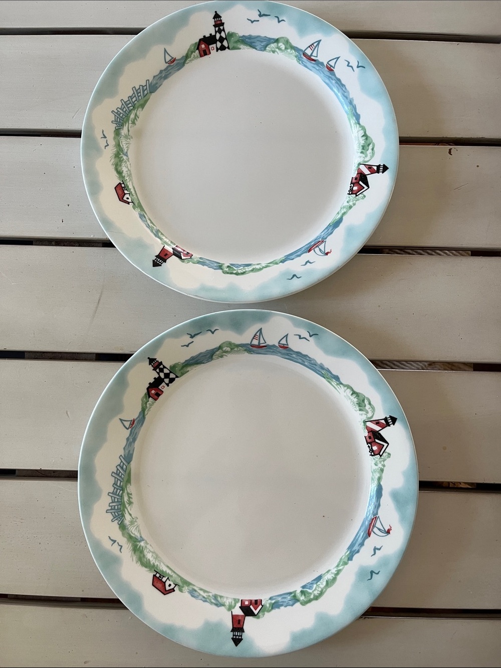 Corelle  Set of 2, dinner plates nautical